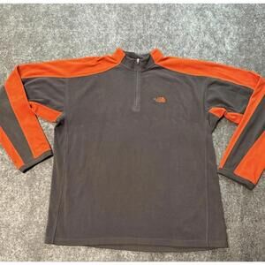 The North Face Men's Large 1/4 Zip Fleece Pullover L Orange and Gray Outdoor